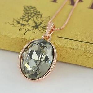 Black Crystal Rose Gold Necklace